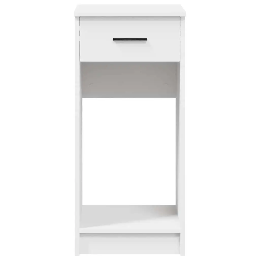 Computer Tower Stand White Engineered Wood with Drawer Storage for PC Case Organizer