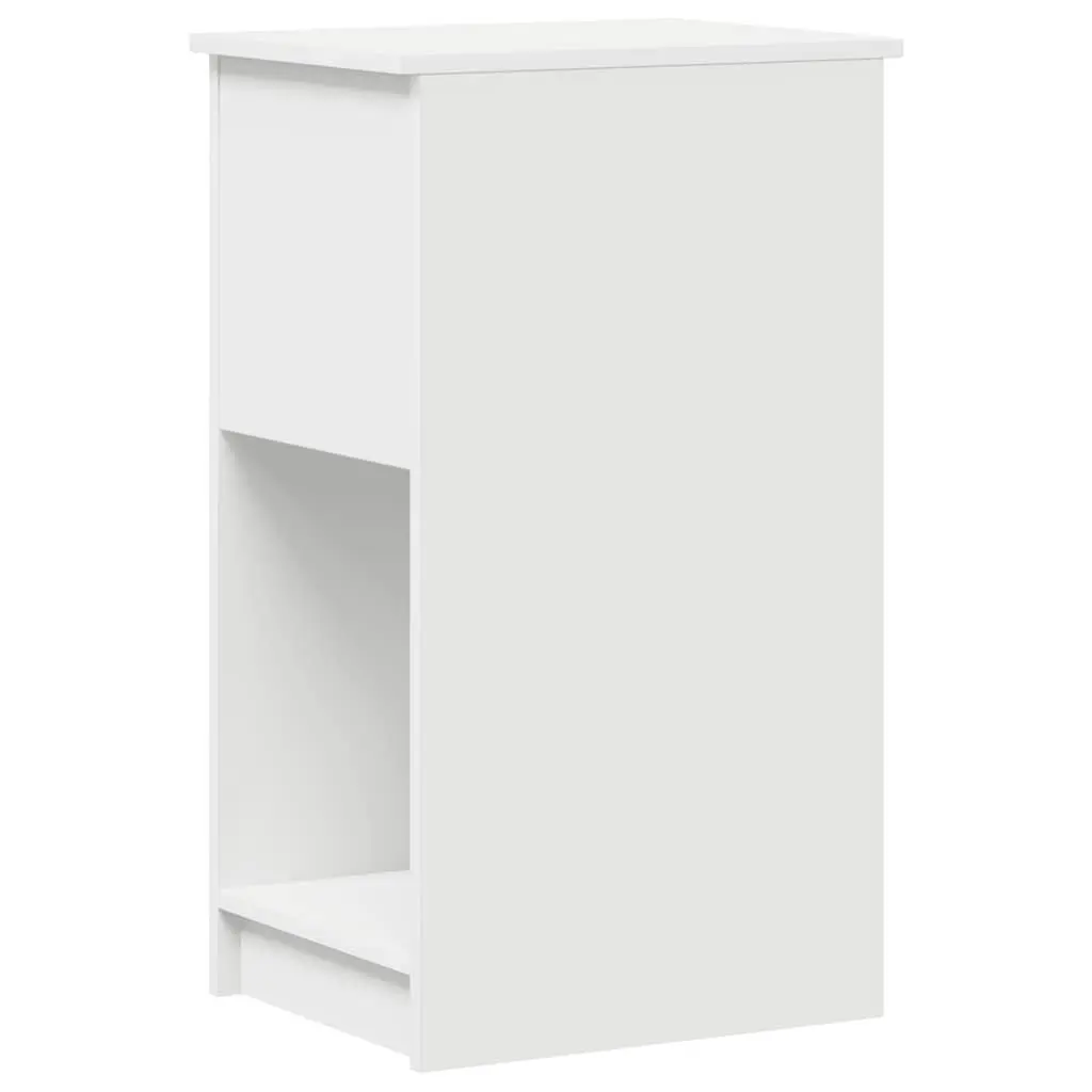 Computer Tower Stand White Engineered Wood with Drawer Storage for PC Case Organizer