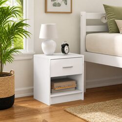 White Bedside Cabinet with Drawer