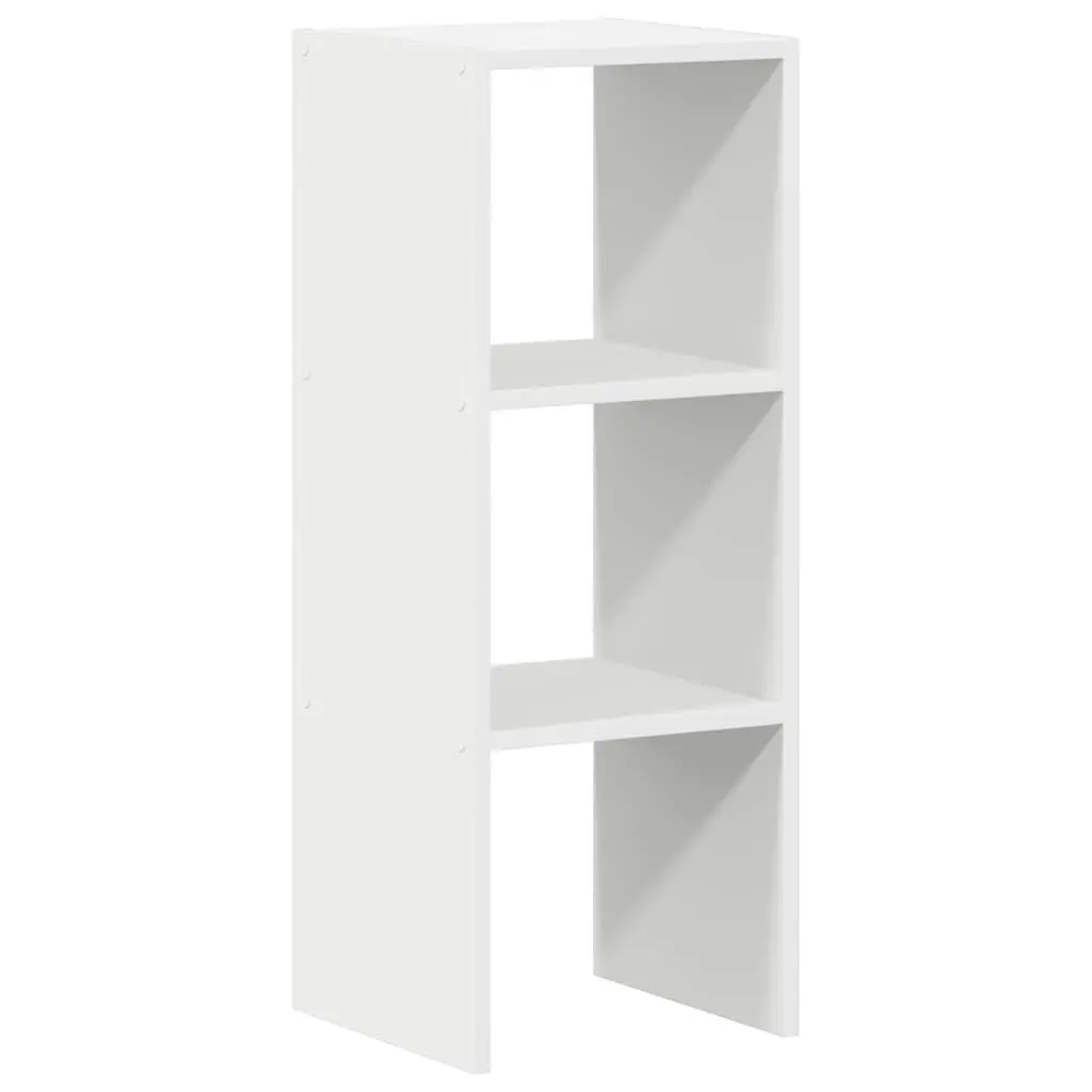 Stackable Bookcase White Engineered Wood Multi-Tier Shelving Unit