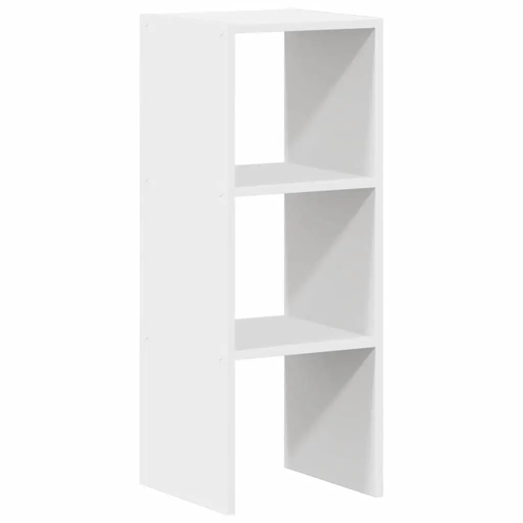 Stackable Bookcase White Engineered Wood Multi-Tier Shelving Unit