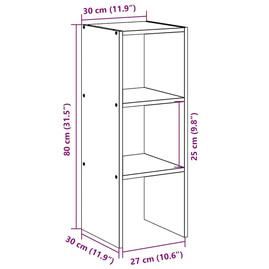 Stackable Bookcase White Engineered Wood Multi-Tier Shelving Unit