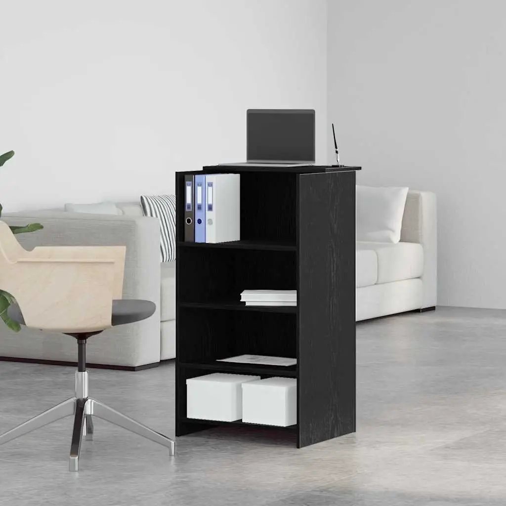 Reception Desk with Counter Shelf Black 55x50x103.5 cm Engineered Wood Office Furniture