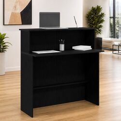 Reception Desk Black 100x50x103.5 cm Office Counter Engineered Wood Compact