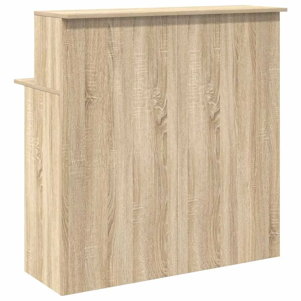 Reception Desk Brown Engineered Wood High Counter Integrated Storage
