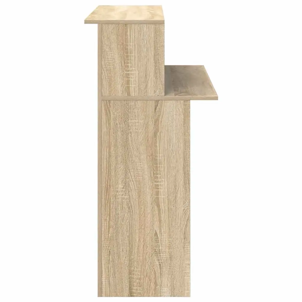 Reception Desk Brown Engineered Wood High Counter Integrated Storage