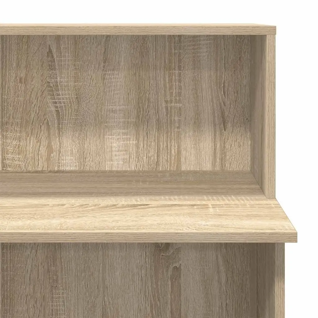 Reception Desk Brown Engineered Wood High Counter Integrated Storage