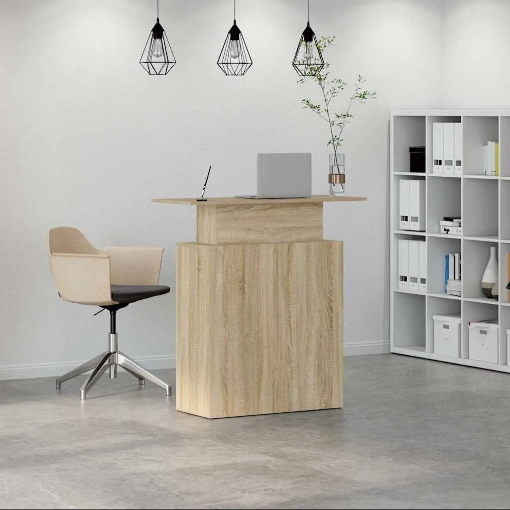 Reception Desk Brown Sonoma Oak 100x40x104 cm Office Counter with Storage Shelf