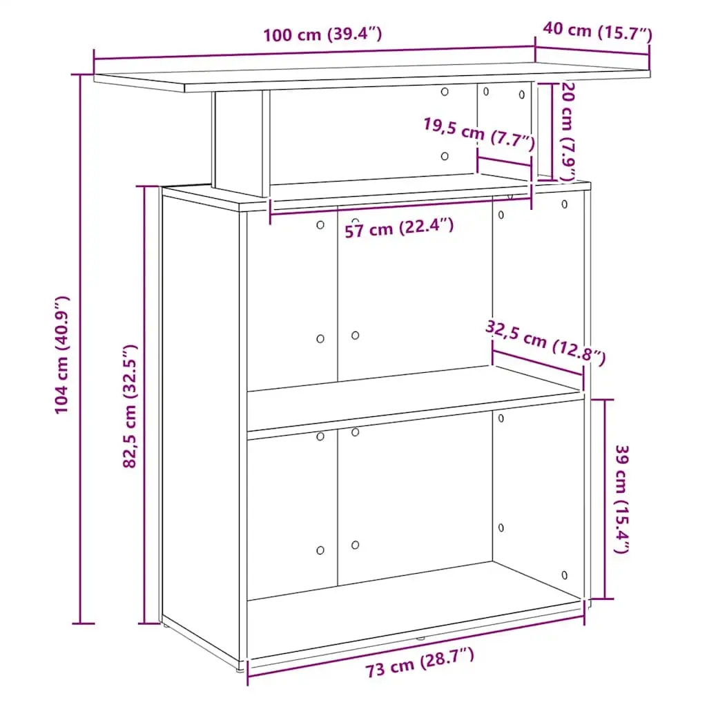 Reception Desk Brown Sonoma Oak 100x40x104 cm Office Counter with Storage Shelf