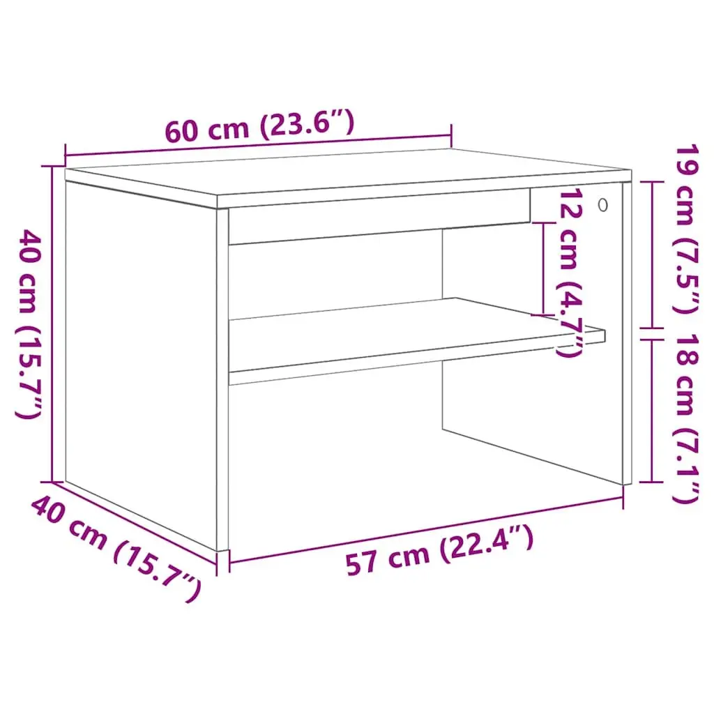TV Cabinet White 60x40x40 cm Engineered Wood Shelf Media Storage Unit
