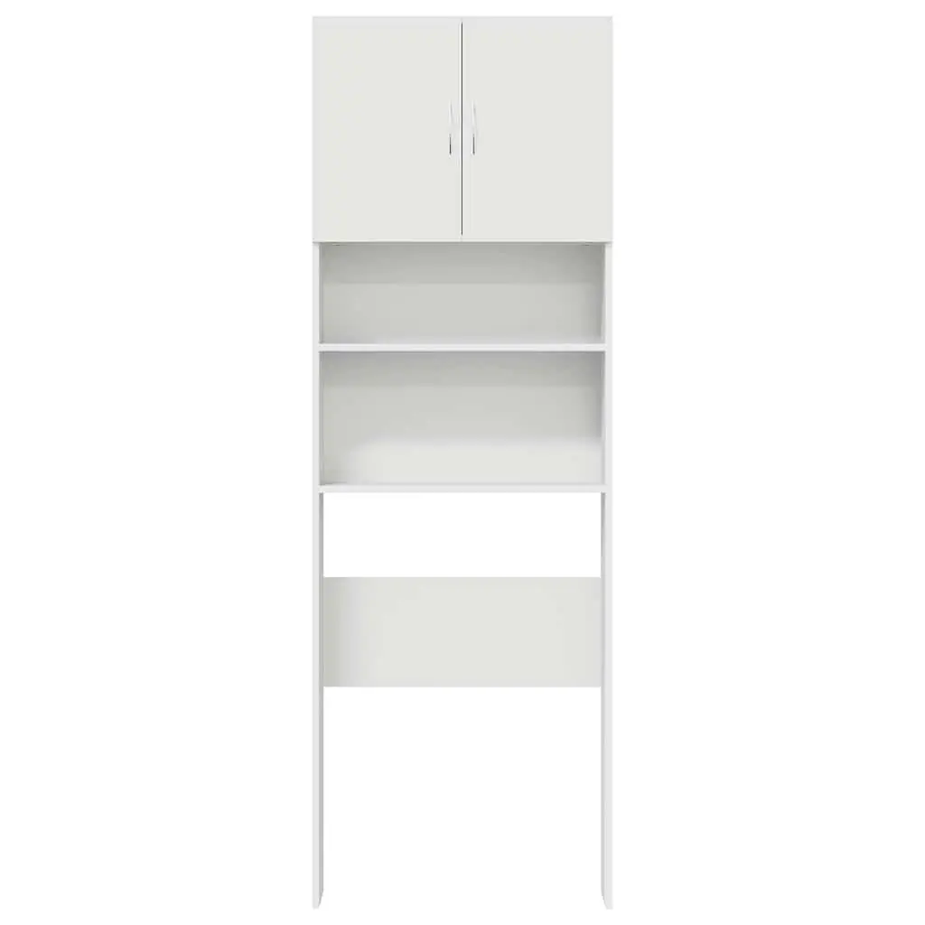 Washing Machine Cabinet White 64x24x190 cm Space-Saving Storage Organizer for Bathroom Laundry