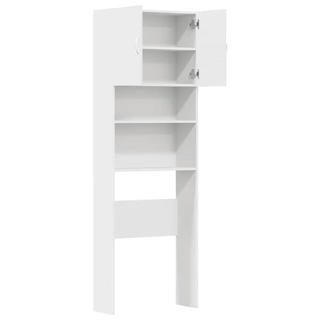 Washing Machine Cabinet White 64x24x190 cm Space-Saving Storage Organizer for Bathroom Laundry