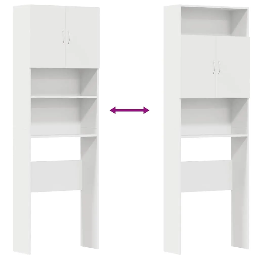 Washing Machine Cabinet White 64x24x190 cm Space-Saving Storage Organizer for Bathroom Laundry