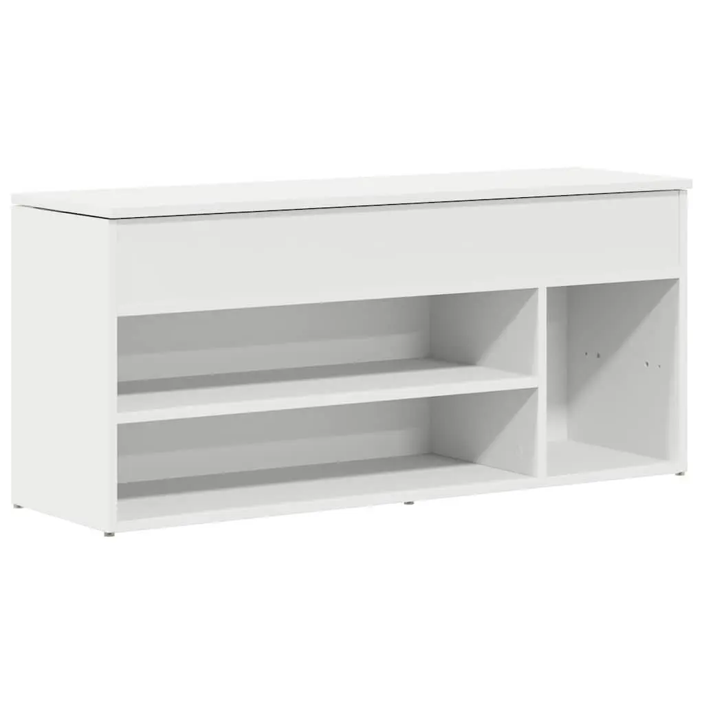 Shoe Bench White Engineered Wood Storage Organiser Seating Entryway Hallway