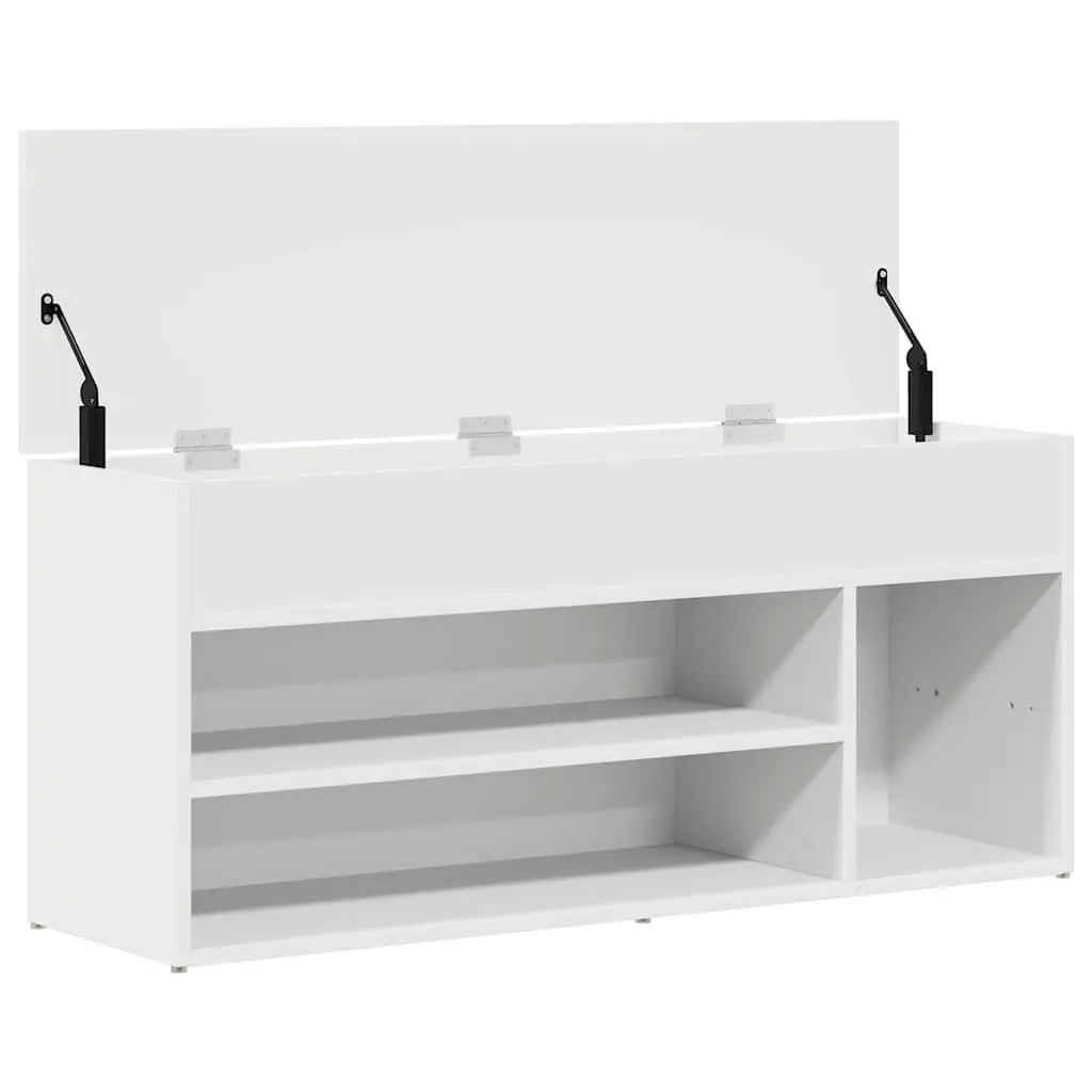 Shoe Bench White Engineered Wood Storage Organiser Seating Entryway Hallway