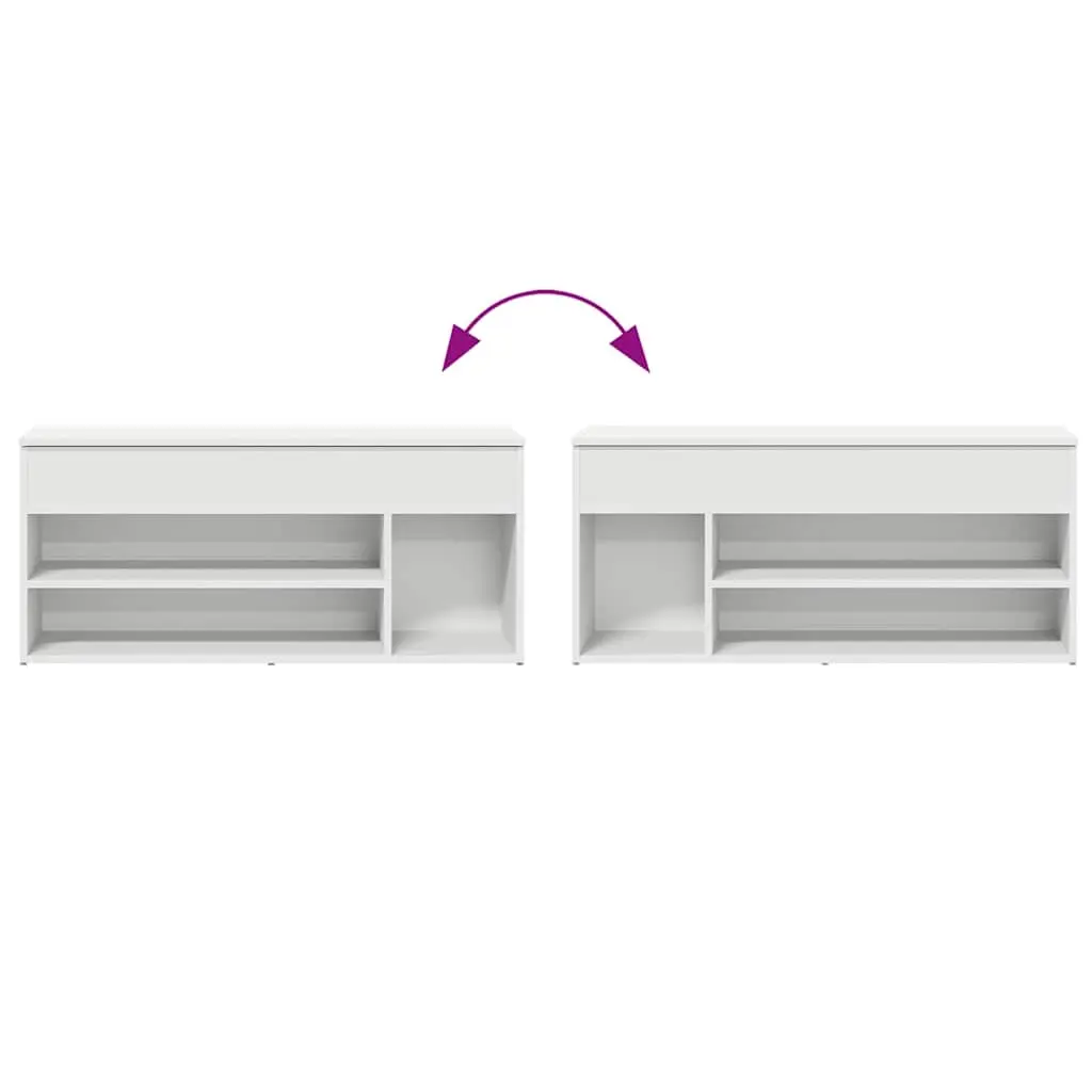 Shoe Bench White Engineered Wood Storage Organiser Seating Entryway Hallway