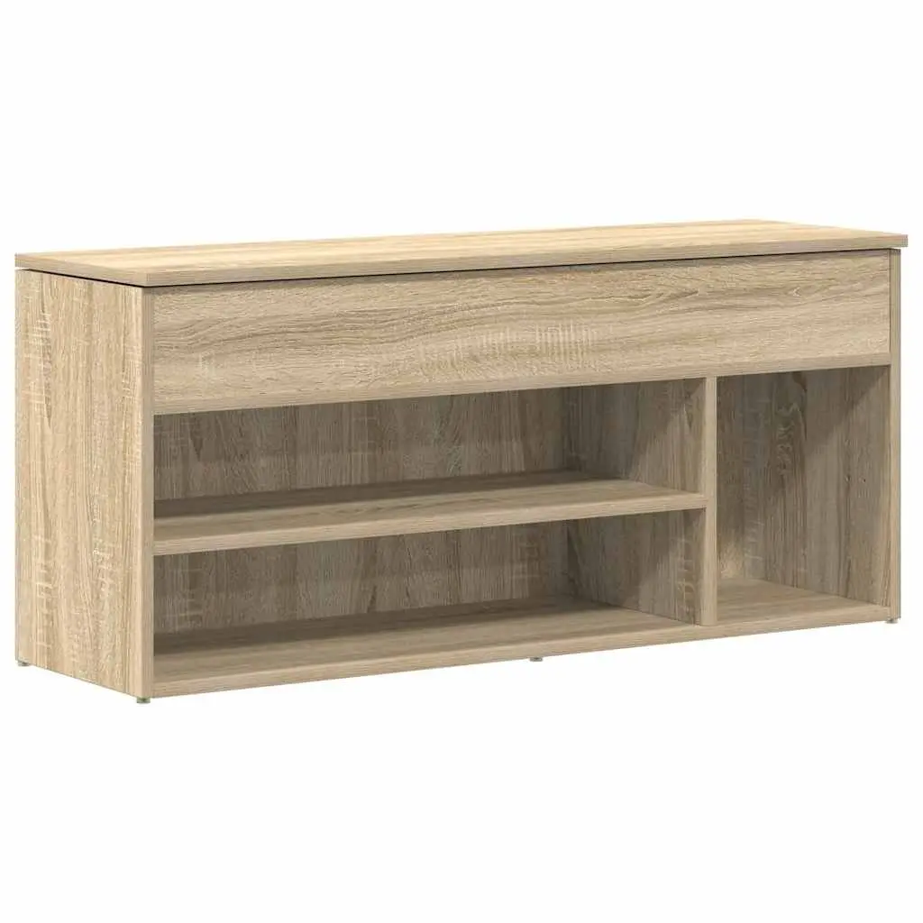 Shoe Storage Bench Brown Engineered Wood Organiser Cabinet 102cm with Seating Space