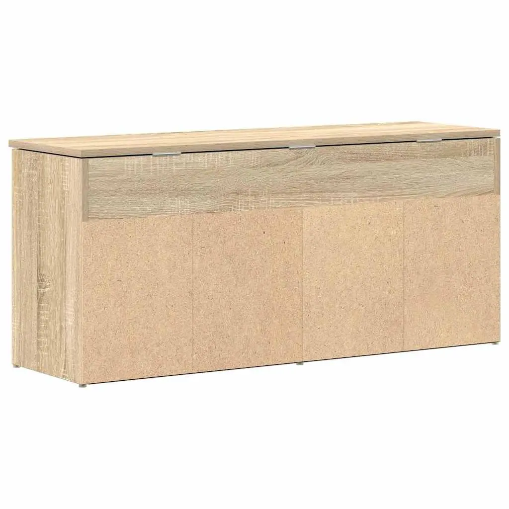 Shoe Storage Bench Brown Engineered Wood Organiser Cabinet 102cm with Seating Space