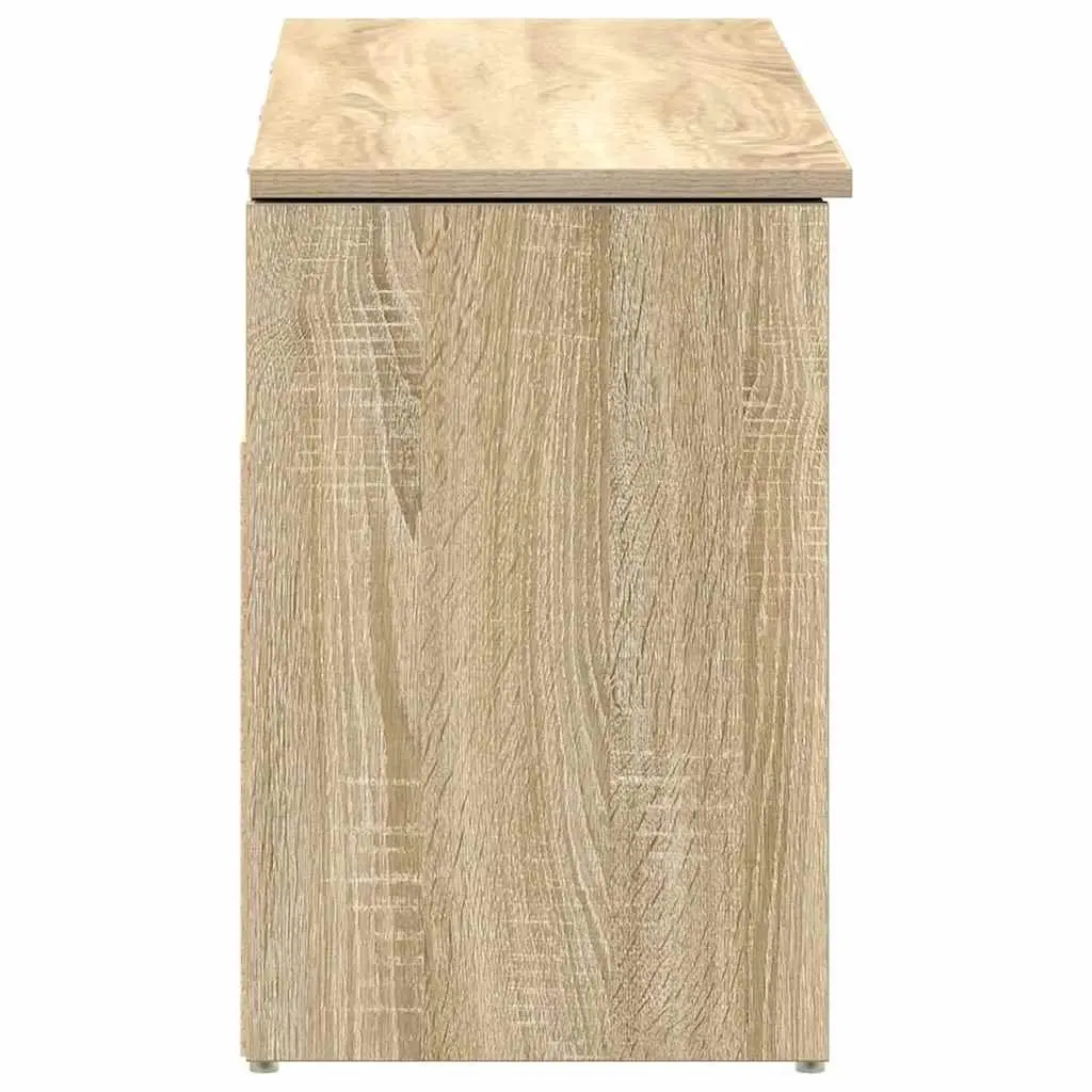 Shoe Storage Bench Brown Engineered Wood Organiser Cabinet 102cm with Seating Space