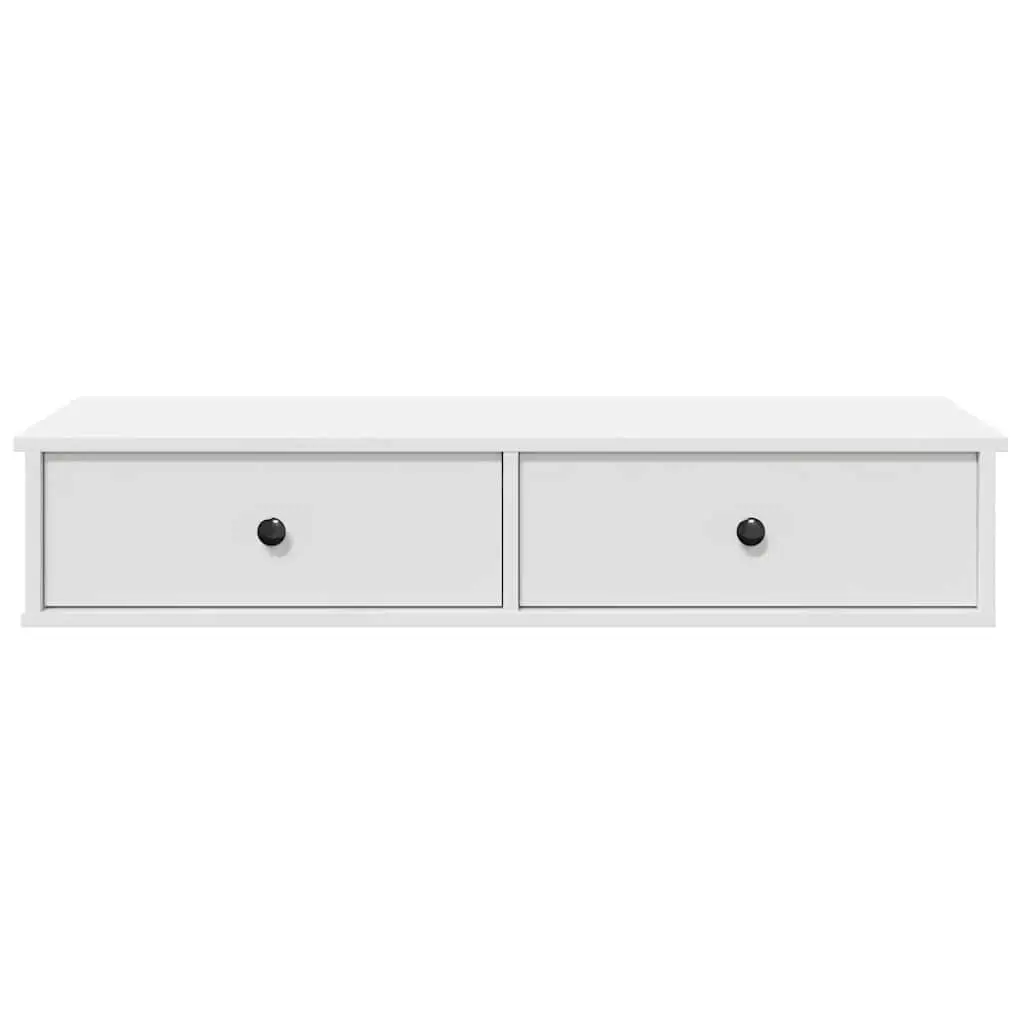 Wall Shelf with Drawers White 100x37.5x19 cm Storage Cabinet Engineered Wood