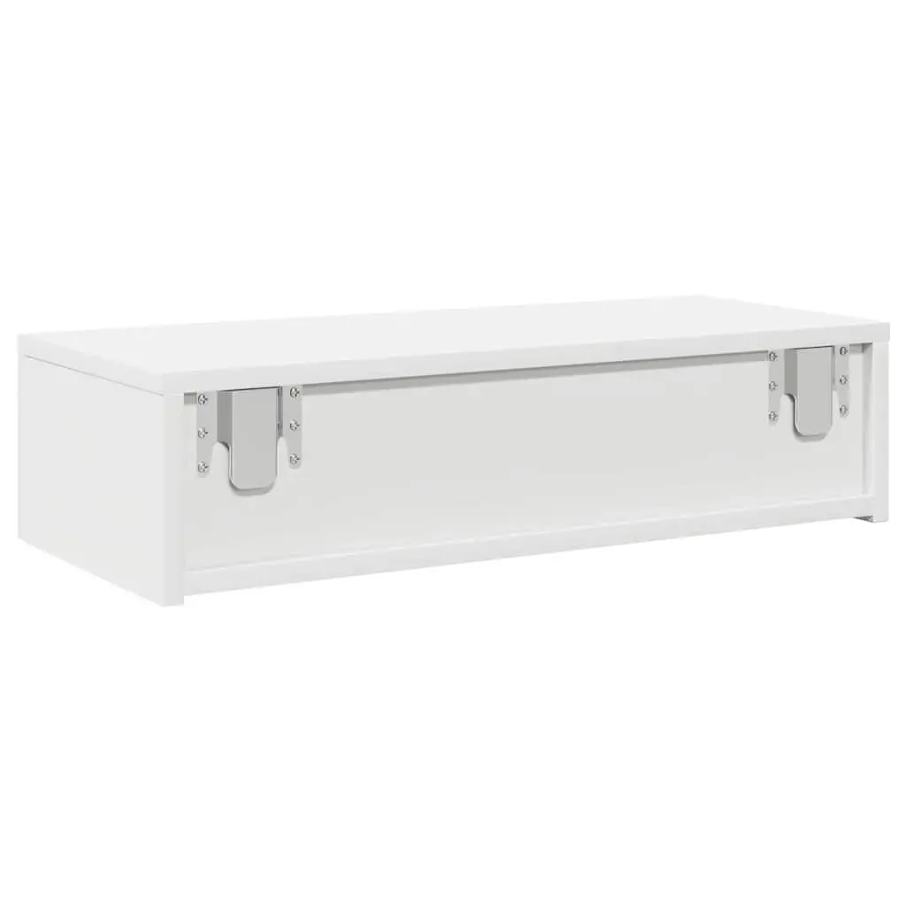 Wall Shelf White Floating Storage Cabinet with Drawers