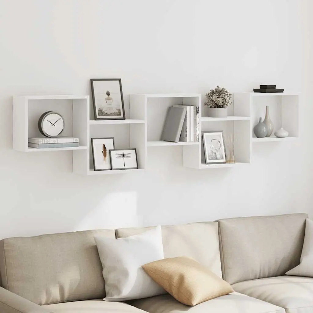 Wall Cube Shelf White 5 Compartments Floating Storage Organizer Home Decor