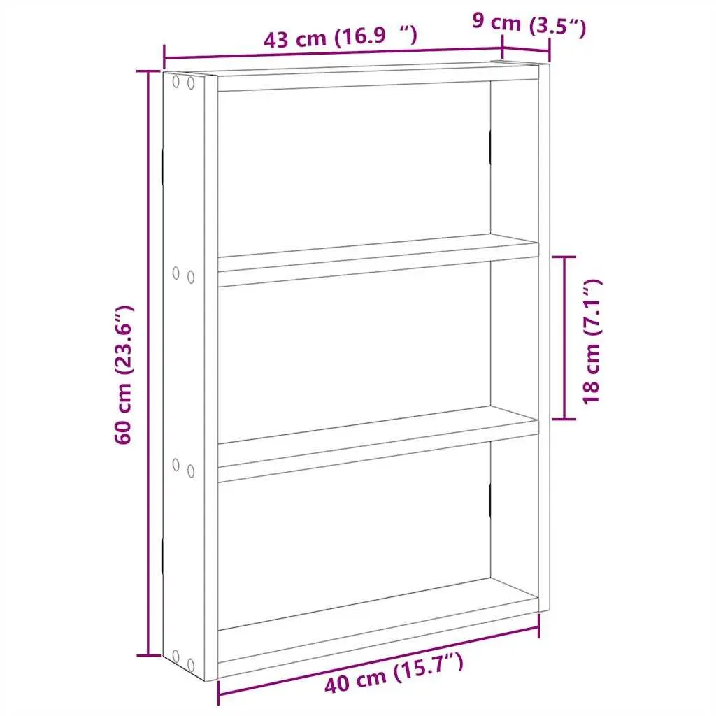Wall Shelf White Engineered Wood 43x9x60cm Floating Storage Organiser