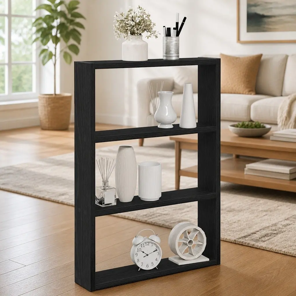 Wall Shelf Black 43x9x60 cm Floating Storage Organiser Engineered Wood