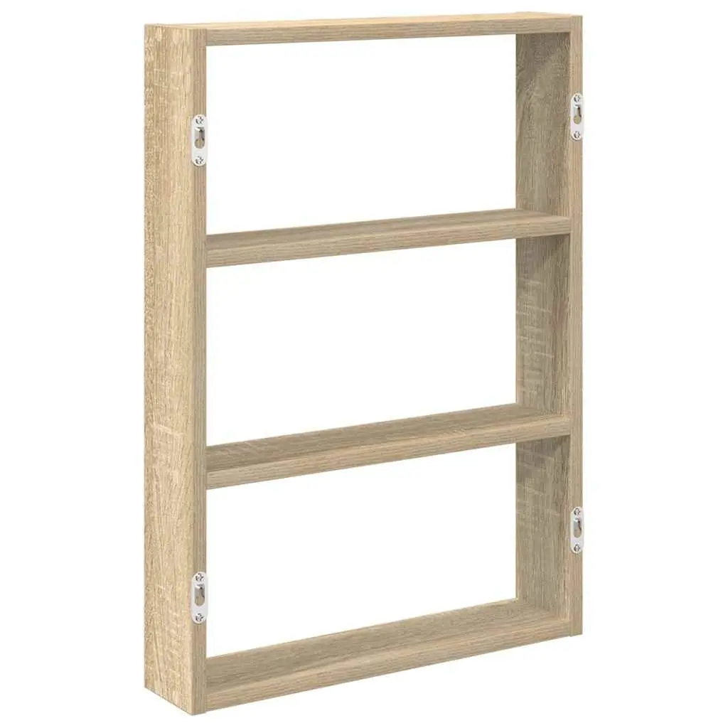 Wall Shelf Brown Sonoma Oak Floating Engineered Wood Storage Organizer