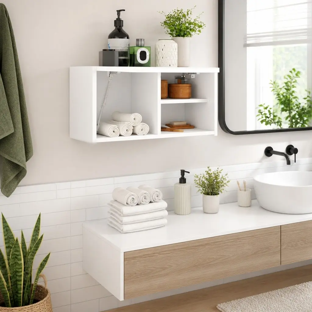 Bathroom Wall Cabinet White 60x25x30 cm Storage Unit Vanity Organiser