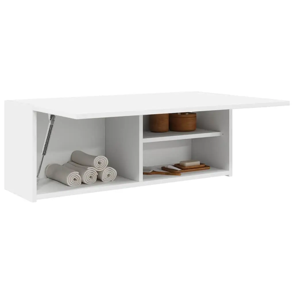 Bathroom Cabinet White Engineered Wood 80x25x30cm Moisture Resistant Storage Unit