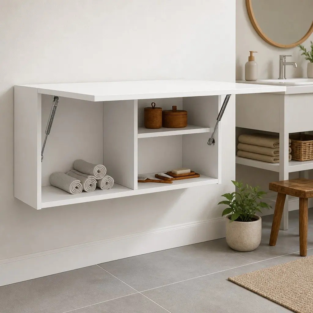 White Bathroom Wall Cabinet with Ample Storage 80x25x40 cm