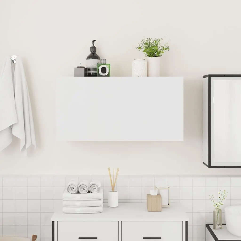 White Bathroom Wall Cabinet with Ample Storage 80x25x40 cm