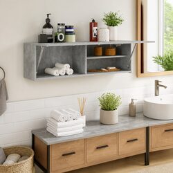 Compact Grey Bathroom Wall Cabinet 100x25x30 cm