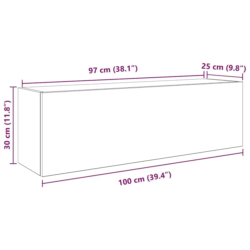 Grey Bathroom Wall Cabinet 100x25x30 cm