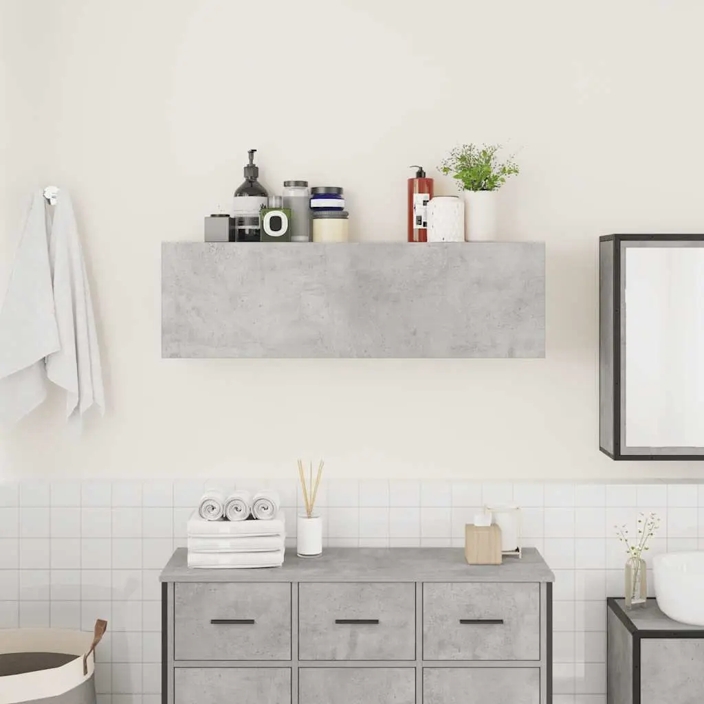 Grey Bathroom Wall Cabinet 100x25x30 cm