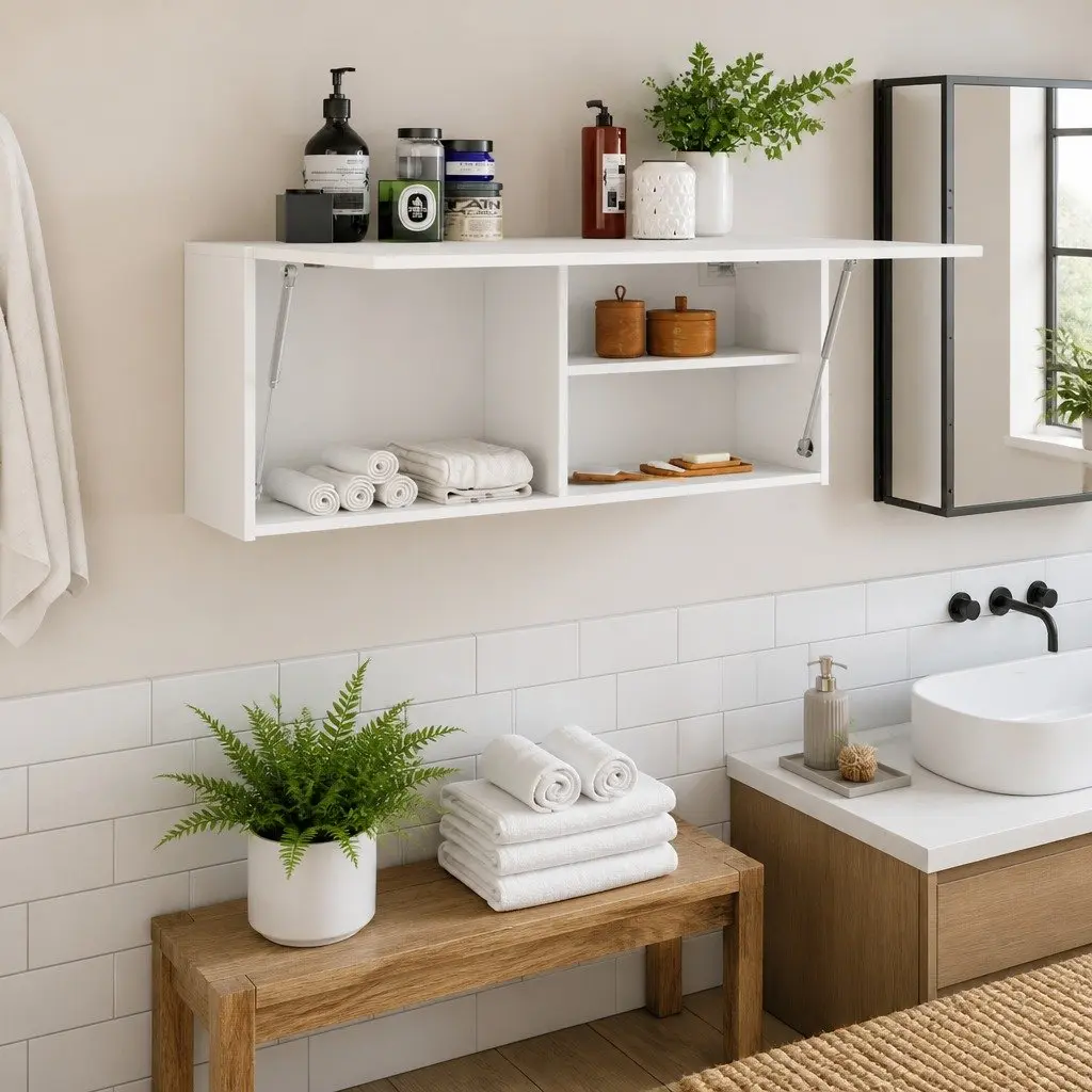 Bathroom Wall Cabinet White Engineered Wood Storage Vanity Unit 100x25x40cm
