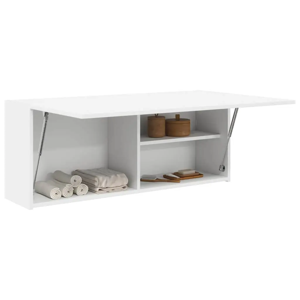 Bathroom Wall Cabinet White Engineered Wood Storage Vanity Unit 100x25x40cm