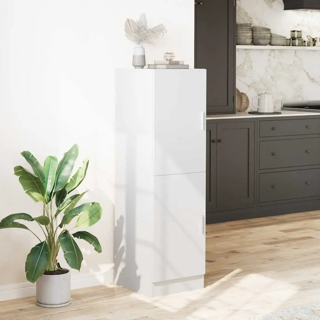 Kitchen Storage Cabinet White Engineered Wood Unit with Shelves and Doors 38x41.5x131.5cm