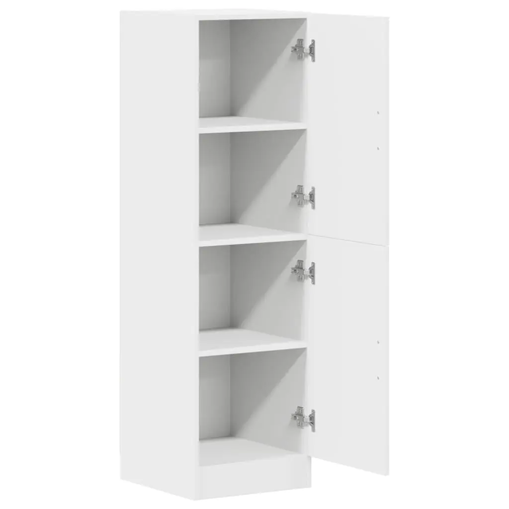 Kitchen Storage Cabinet White Engineered Wood Unit with Shelves and Doors 38x41.5x131.5cm