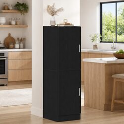 Kitchen Cabinet Black Storage Unit with Doors Shelves Engineered Wood