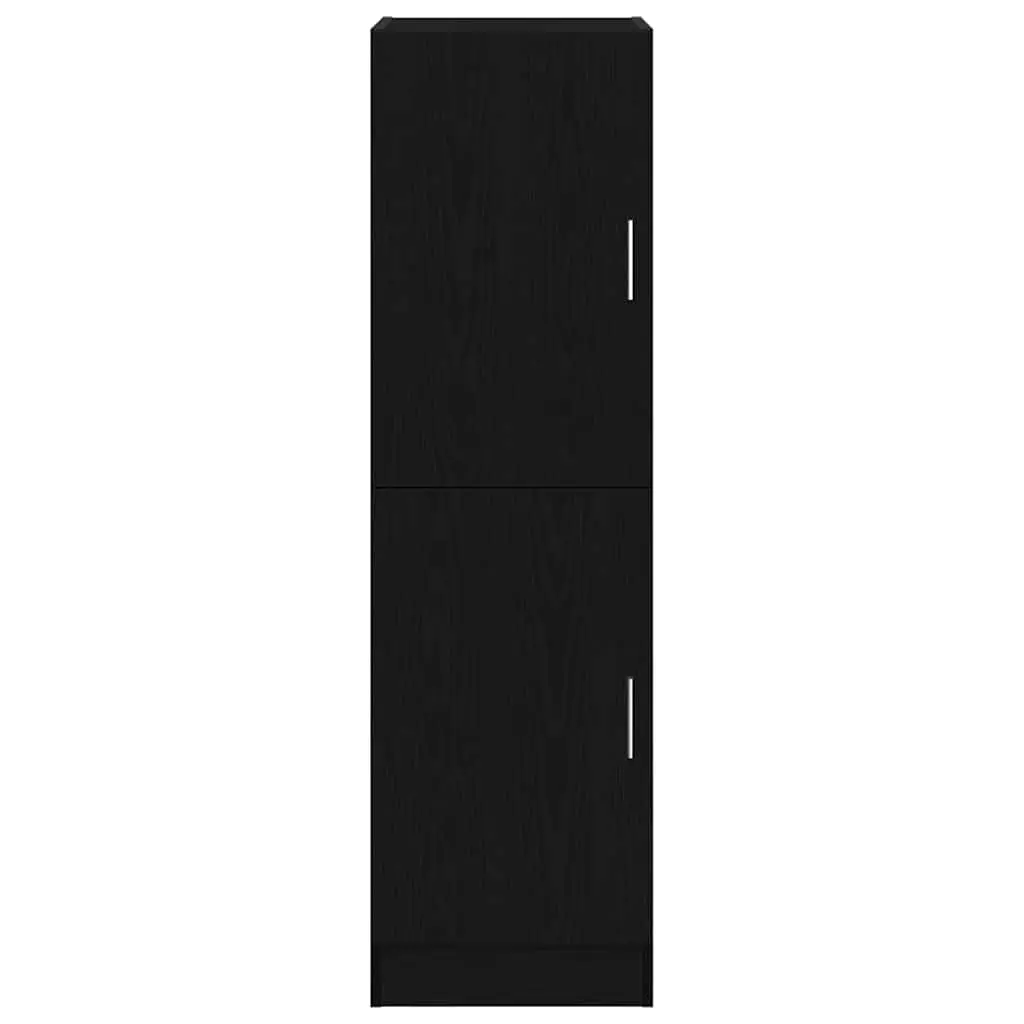 Black Kitchen Storage Cabinet with Doors and Shelves Engineered Wood 38x41.5x131.5cm