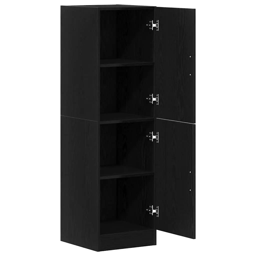 Black Kitchen Storage Cabinet with Doors and Shelves Engineered Wood 38x41.5x131.5cm