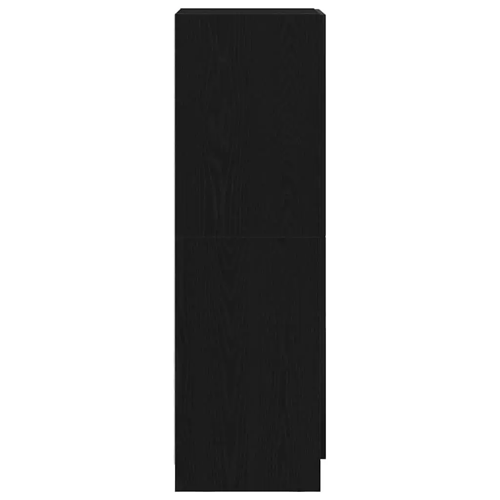 Black Kitchen Storage Cabinet with Doors and Shelves Engineered Wood 38x41.5x131.5cm