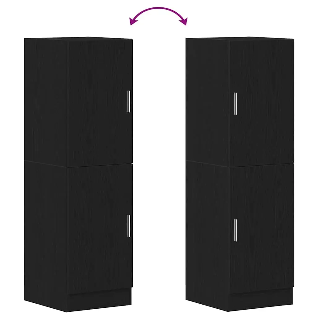 Black Kitchen Storage Cabinet with Doors and Shelves Engineered Wood 38x41.5x131.5cm