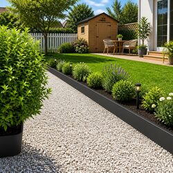 Concise Steel Lawn Edging - 10 pcs, Black, Strong