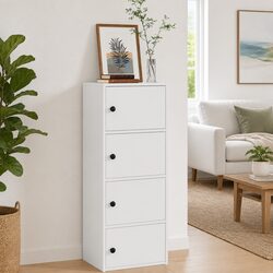 Compact White Bookcase 40x24x102cm with Doors