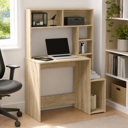 Desk with Open Shelves in Engineered Wood