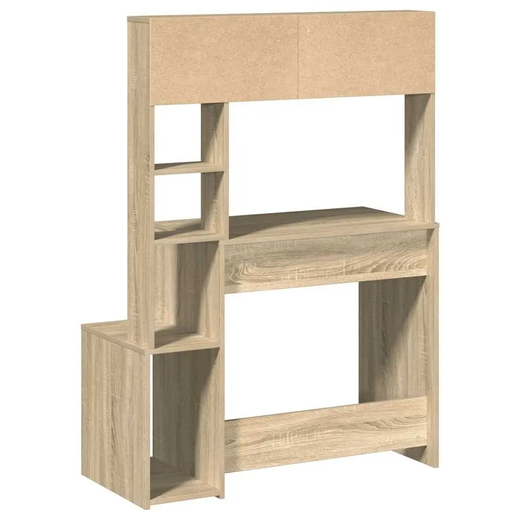 Desk Brown 100x45x140 cm Open Shelves Storage Engineered Wood