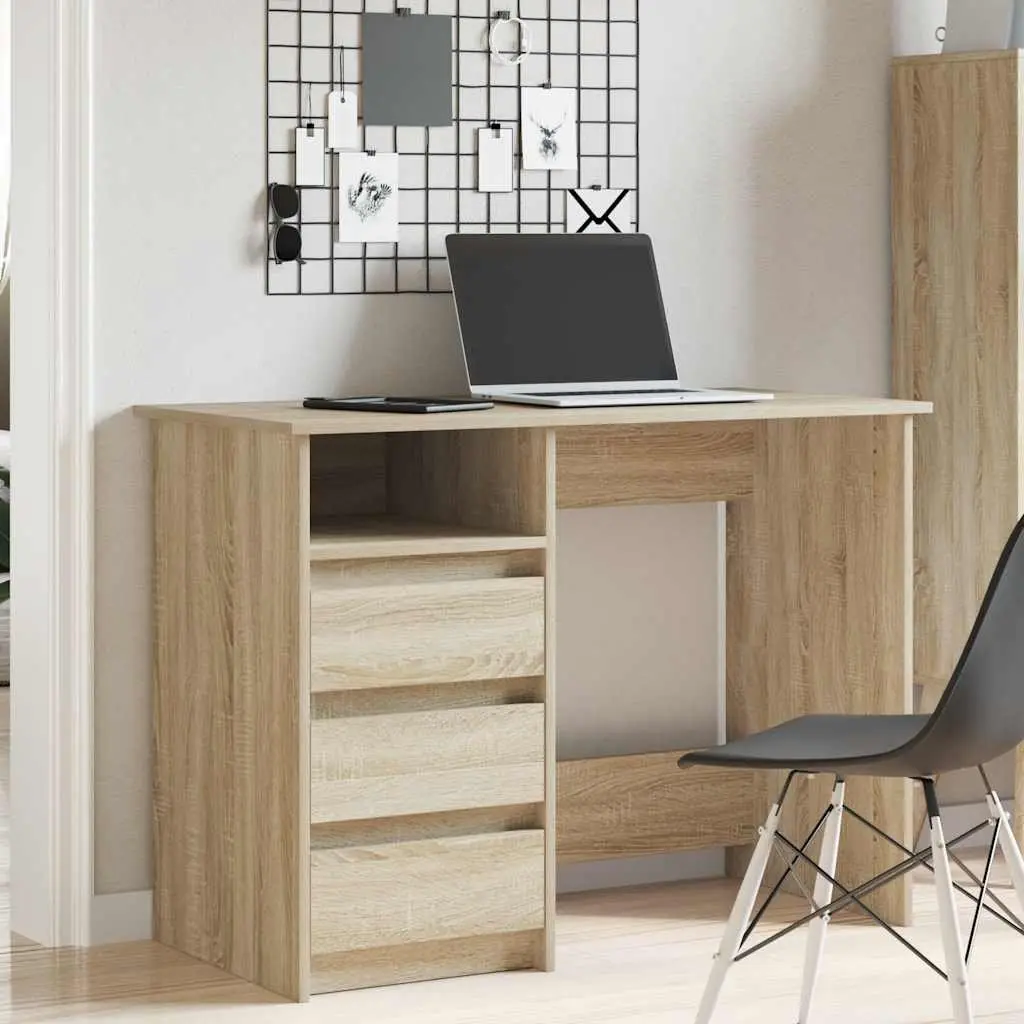 Writing Desk Brown 102L x 50W x 75H cm Spacious Work Surface Engineered Wood